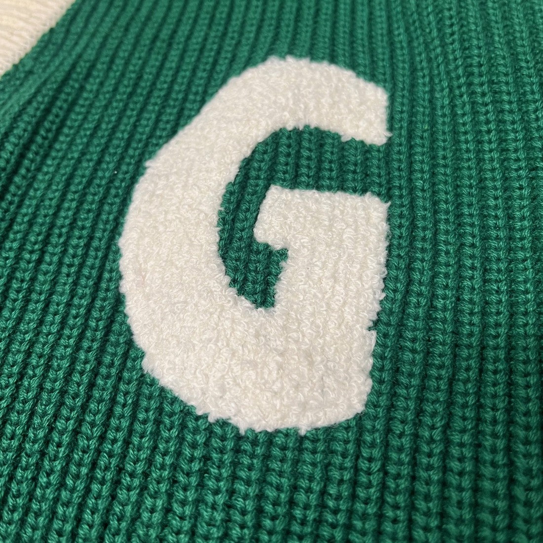 Guinness Cardigan in Cream & Spring Green