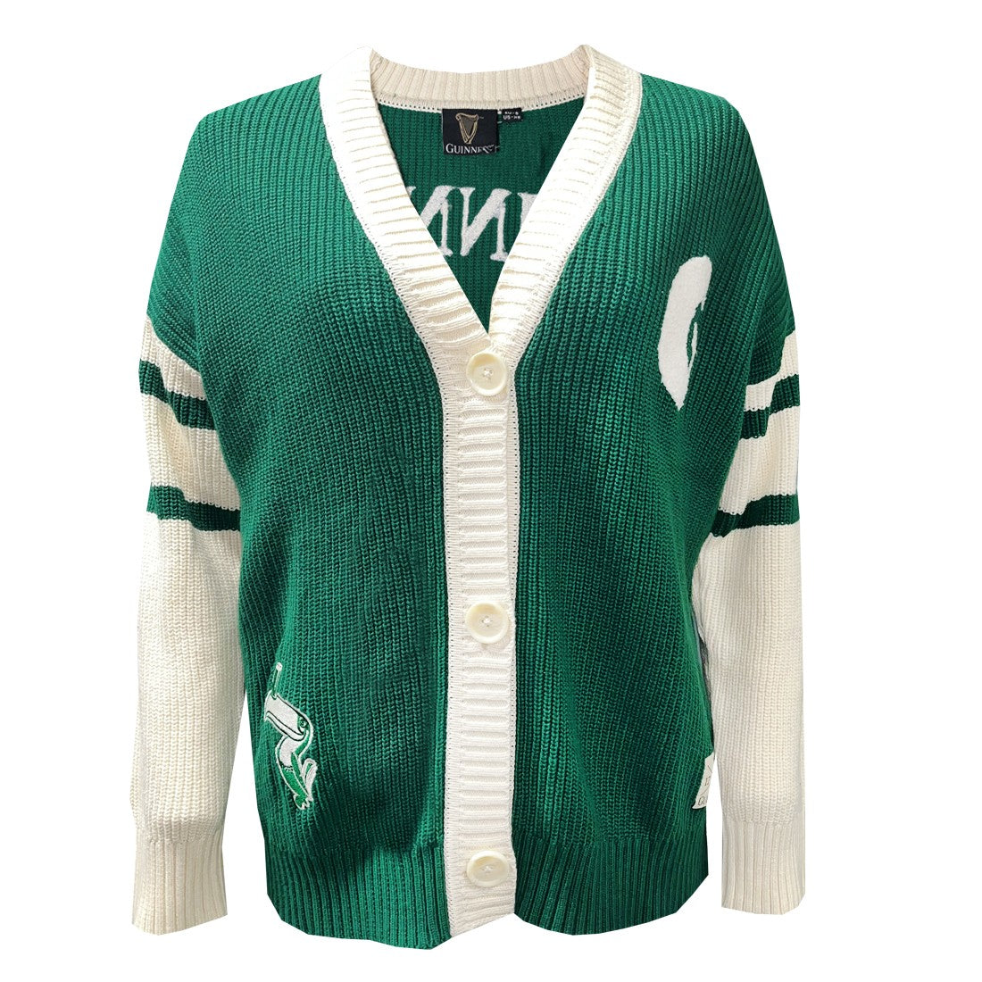 Guinness Cardigan in Cream & Spring Green