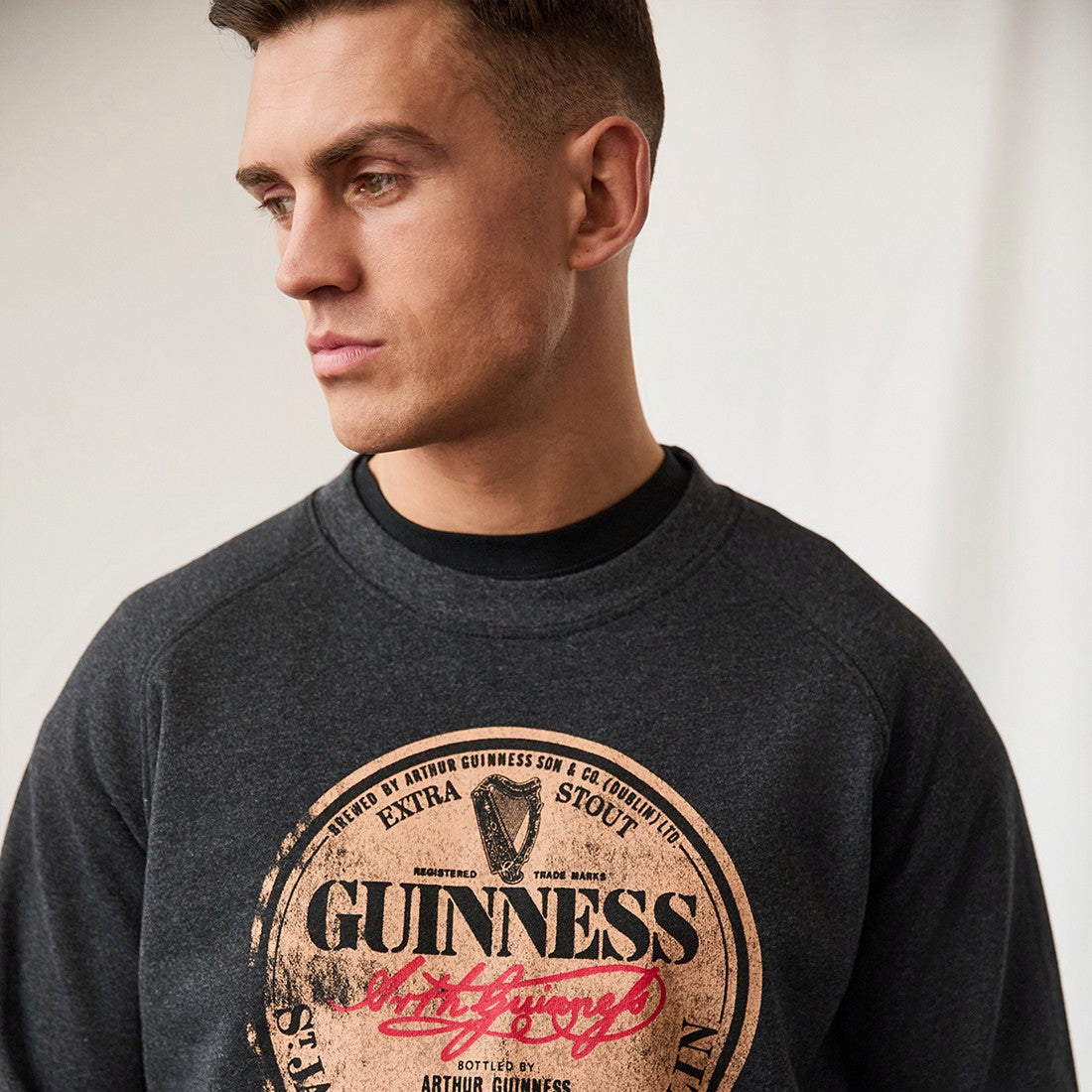 Guinness Charcoal Acid Wash Vintage Label Sweatshirt