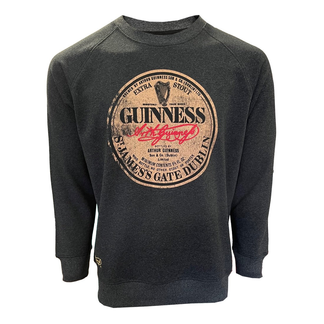 Guinness Charcoal Acid Wash Vintage Label Sweatshirt
