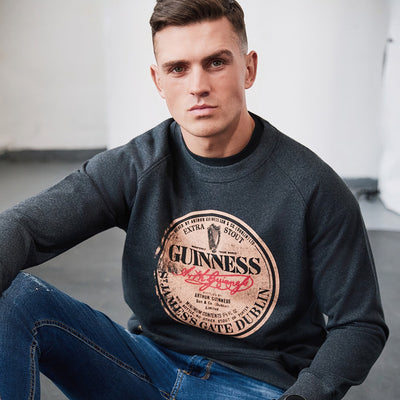 Guinness Charcoal Acid Wash Vintage Label Sweatshirt