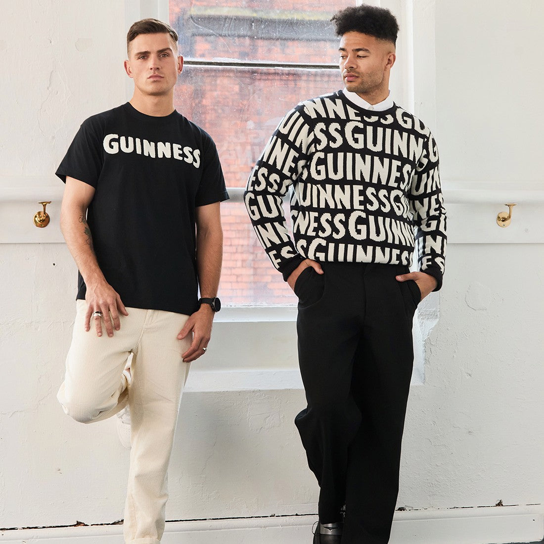 Guinness Chenille Logo T-shirt in Black & Cream