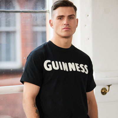 Guinness Chenille Logo T-shirt in Black & Cream