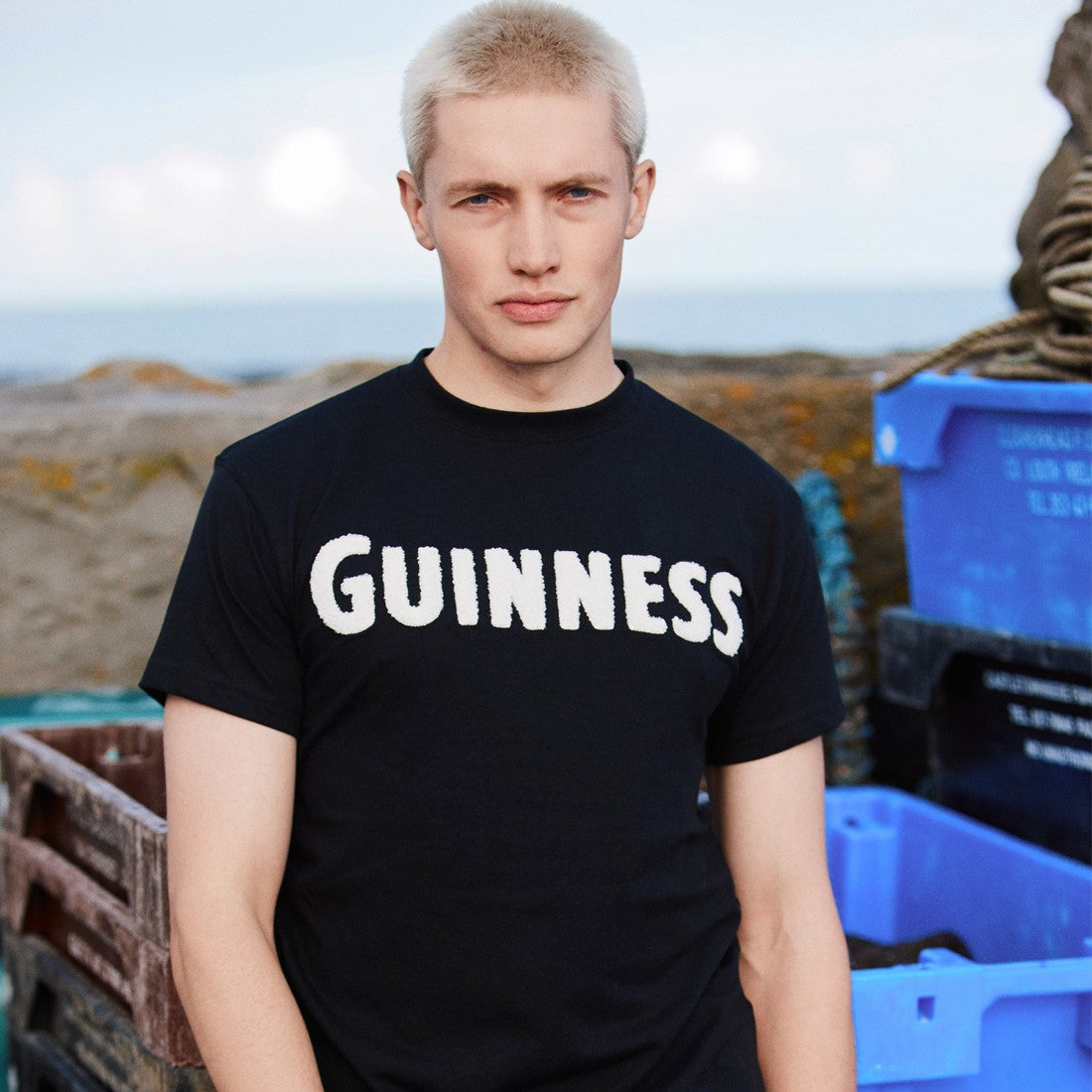 Guinness Chenille Logo T-shirt in Black & Cream