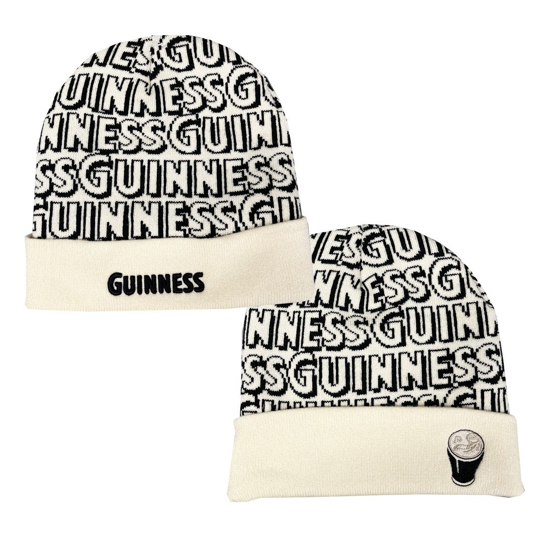 Guinness ‘Chunky Letter’ Knit Hat in Cream & Black