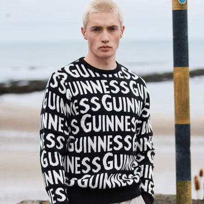 Guinness Chunky Letters Knit Jumper in Black & Cream