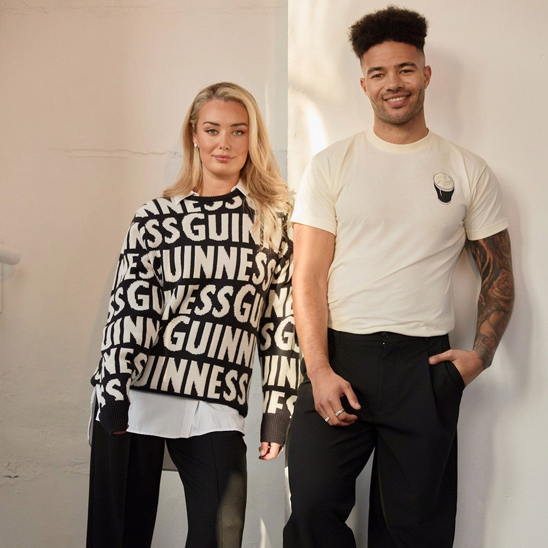 Guinness Chunky Letters Knit Jumper in Black & Cream