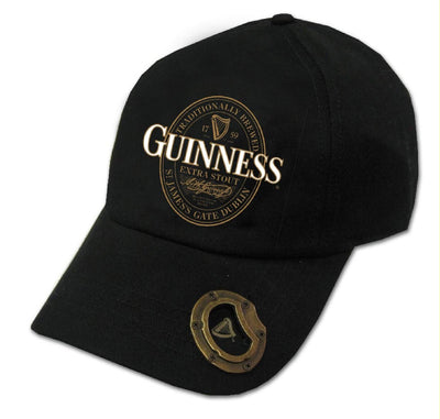 Guinness Extra Stout Bottle Opener Baseball Cap in Black