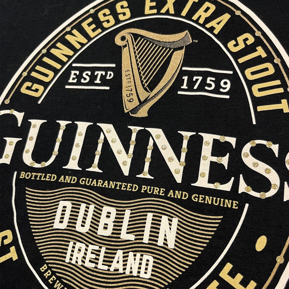 Guinness ‘Extra Stout Label’ Soft Scoop Ladies T-Shirt in Black