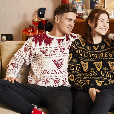Guinness Festive Harp Knit Jumper in Cream & Burgundy