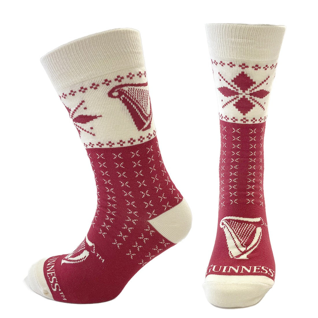 Guinness Festive Harp Socks in Cream & Burgundy