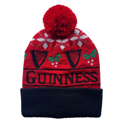 Guinness Festive Holly Knit Hat in Red & Black