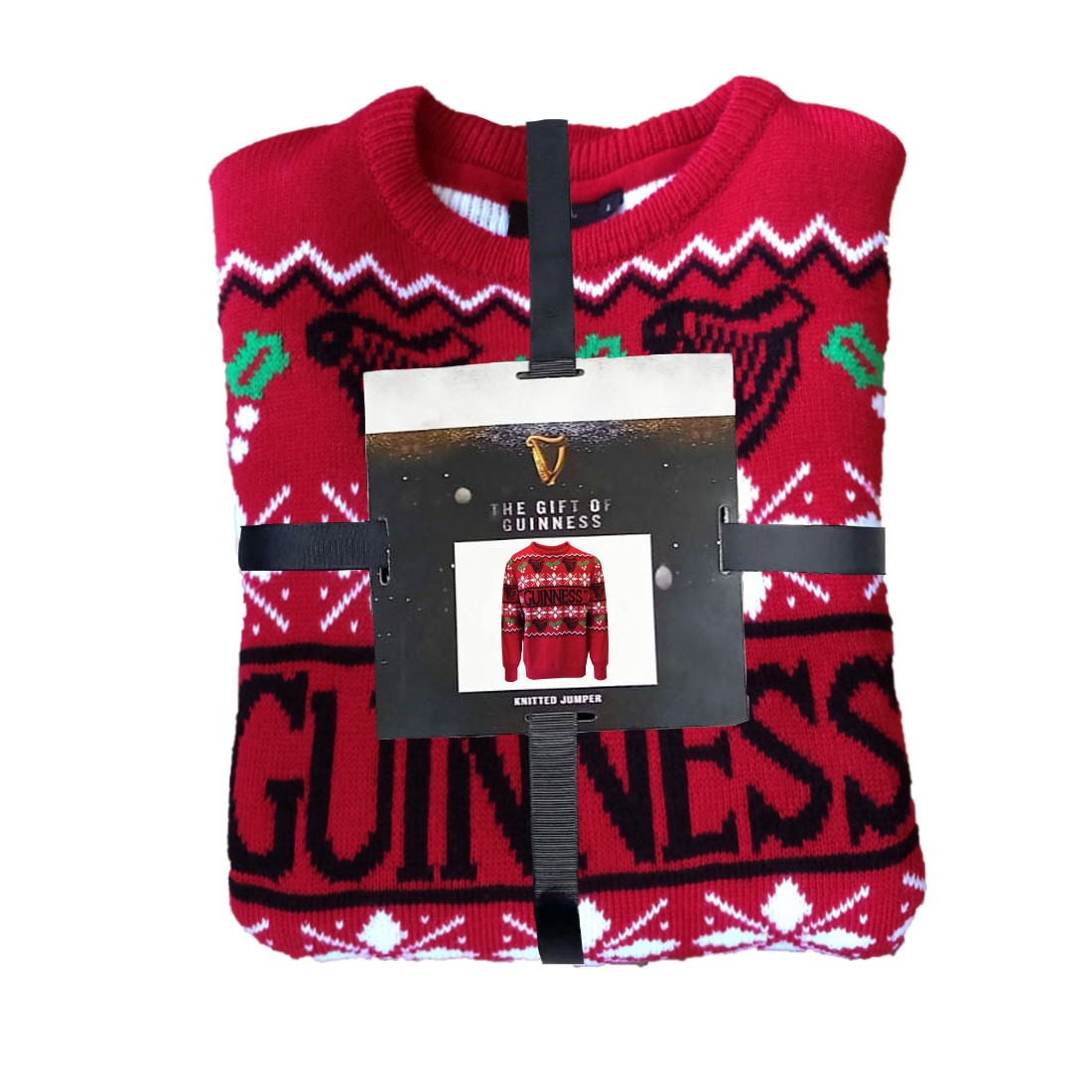 Guinness Festive Holly Knit Jumper in Red