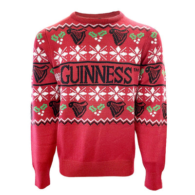 Guinness Festive Holly Knit Jumper in Red