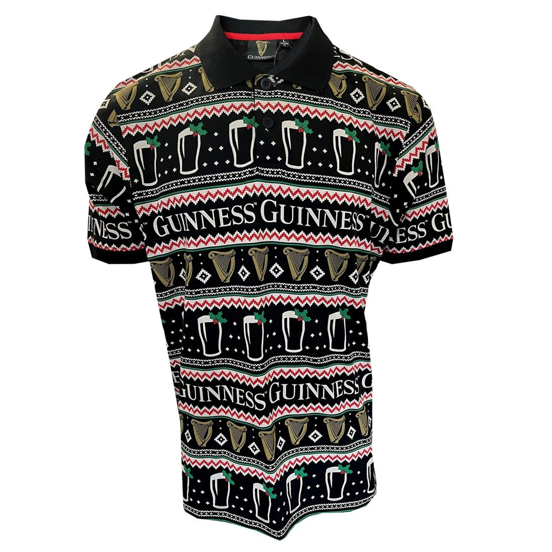 Guinness Festive Pints Polo Shirt in Black