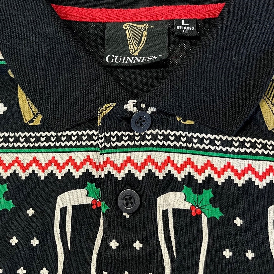 Guinness Festive Pints Polo Shirt in Black