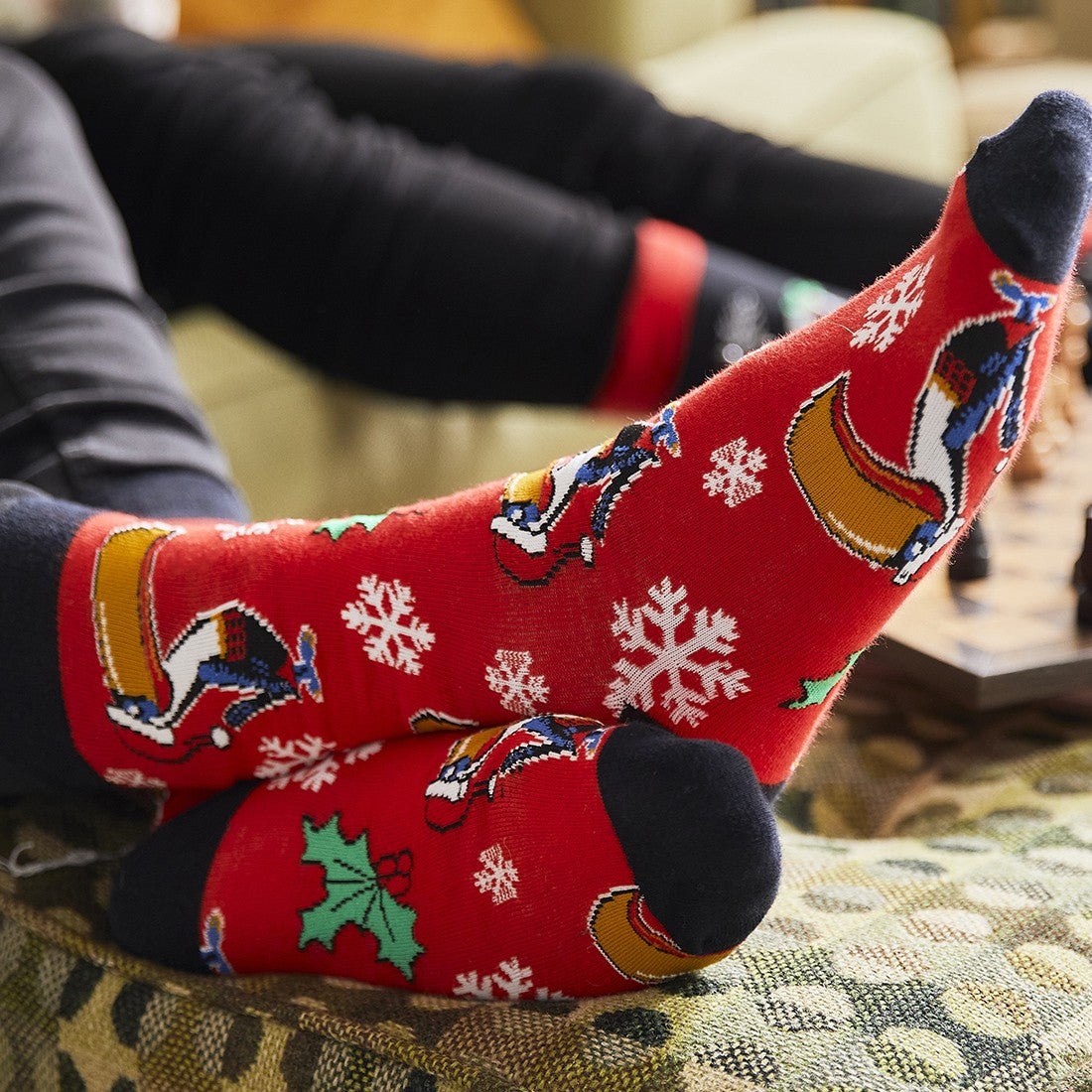 Guinness Festive Toucan Snowflake Socks in Red & Black