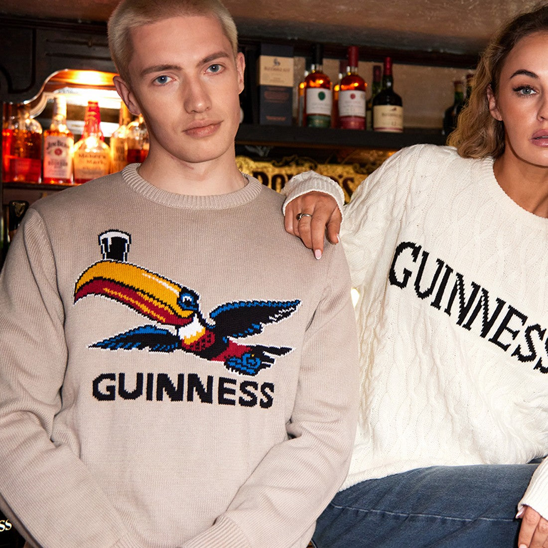 Guinness Flying Toucan Jumper in Stone