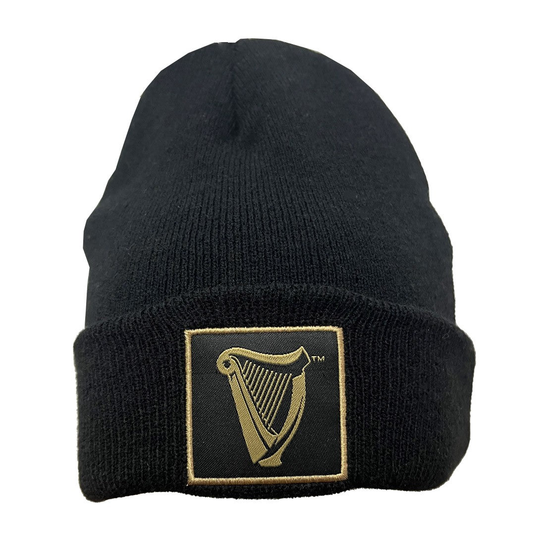 Guinness Harp Patch Turn-Up Knit Hat in Black