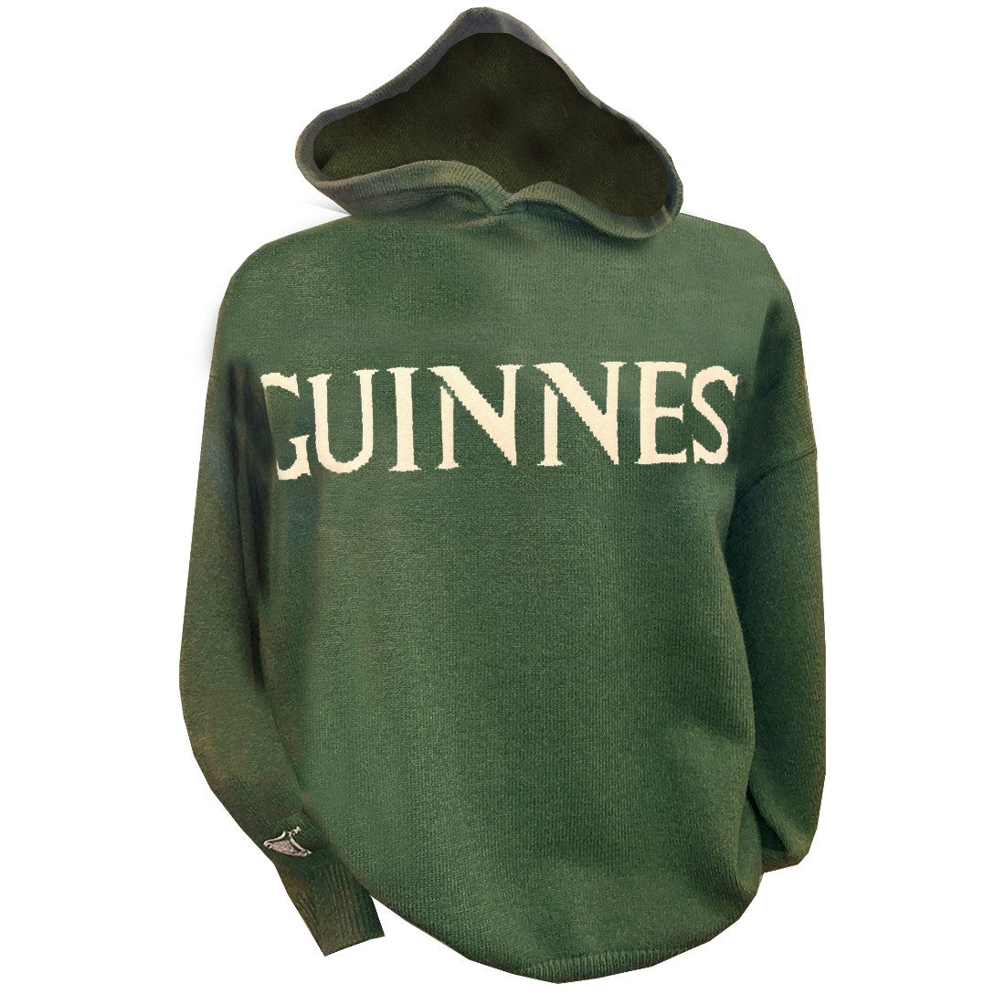 Guinness Harp Sleeve Knit Hoody in Sage Green & Cream