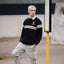 Guinness Harp Stripe Long Sleeve Rugby Shirt - Black & Cream