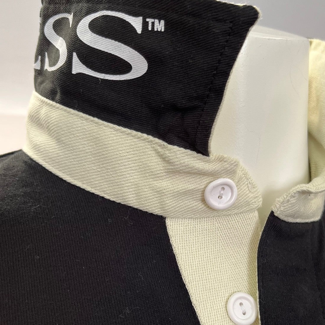 Guinness Harp Stripe Long Sleeve Rugby Shirt - Black & Cream