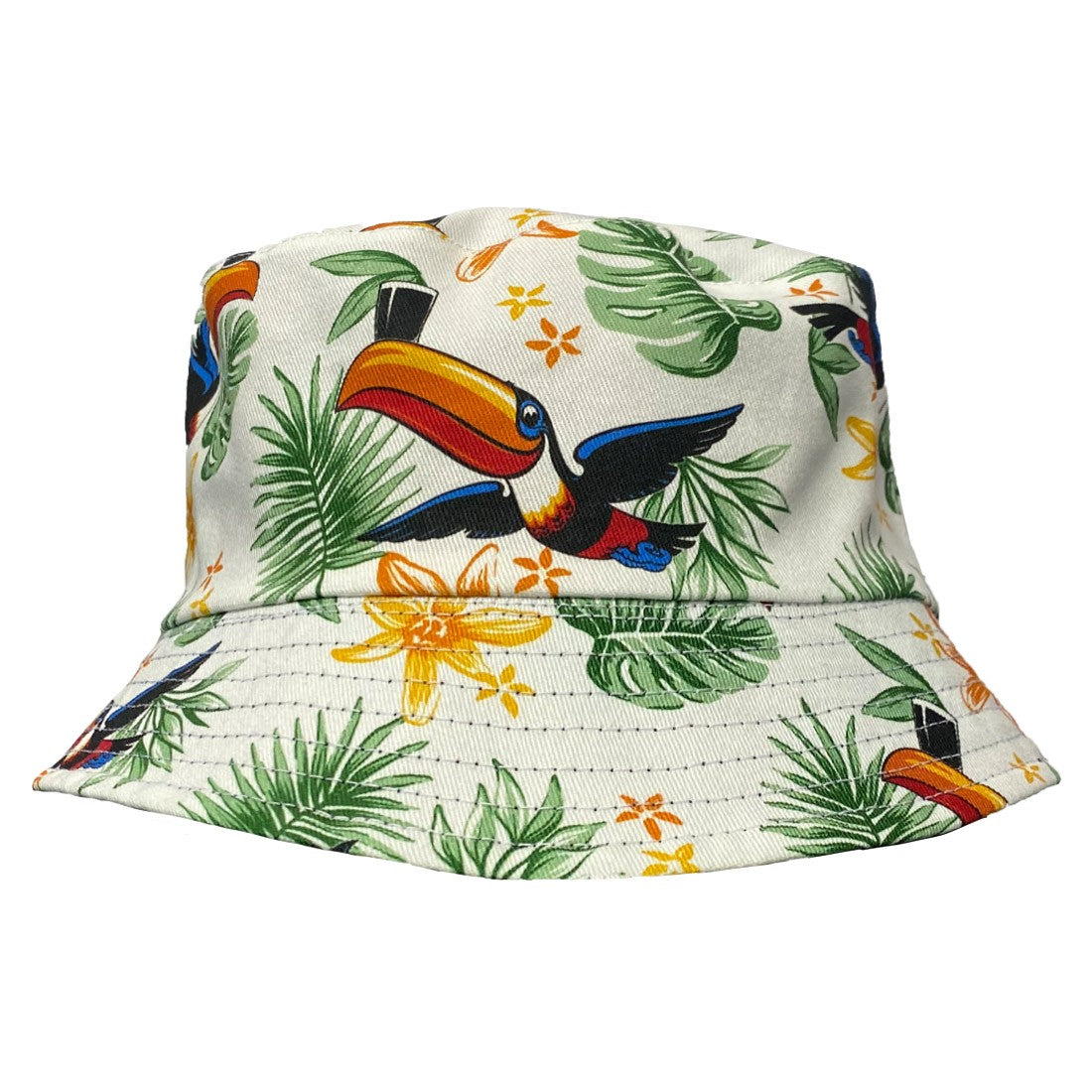 Guinness ‘Hawaiian Toucan’ Reversible Bucket Hat in Black & Cream Tropical Print