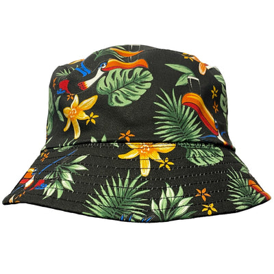 Guinness ‘Hawaiian Toucan’ Reversible Bucket Hat in Black & Tropical Print