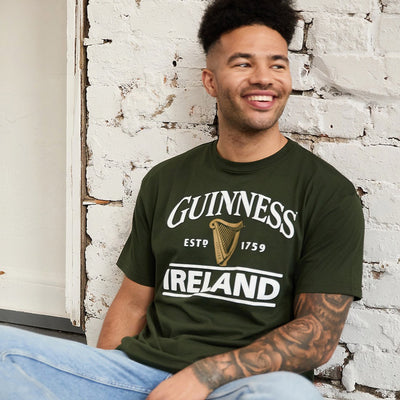 Guinness Ireland Harp Hanging T-Shirt in Bottle Green