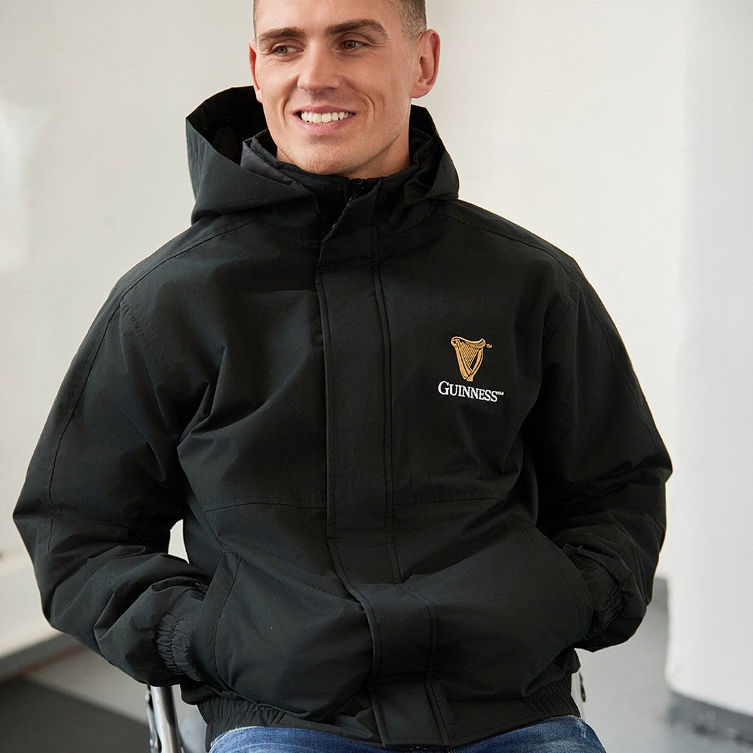 Guinness Jacket with Detachable Hood in Black