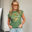 Guinness Ladies Moss Green Label Studded T-Shirt