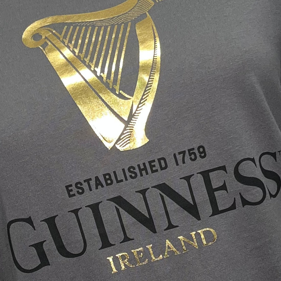 Guinness Ladies Pewter Foil Harp Roll Sleeve T-Shirt
