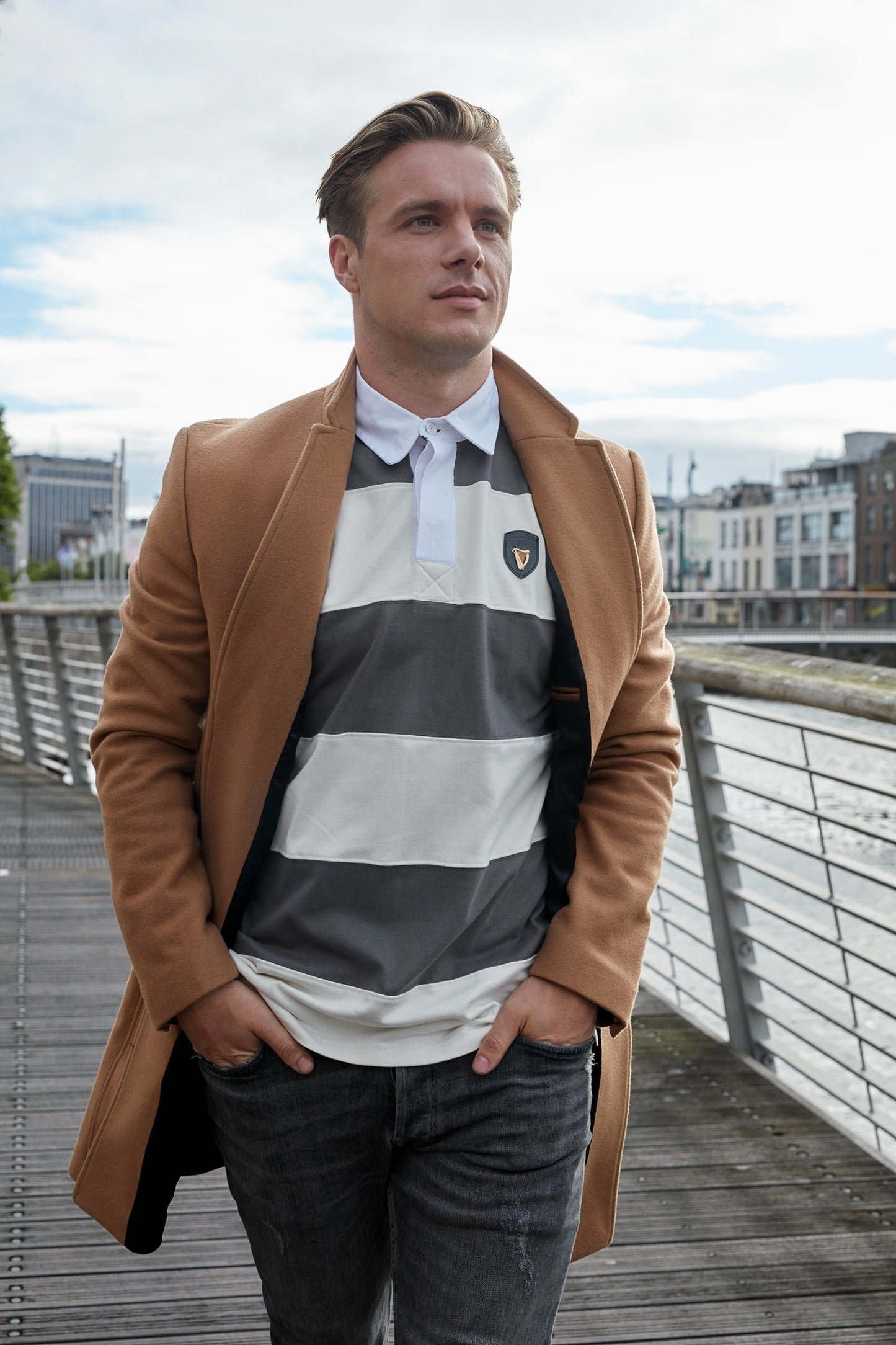 Guinness Pewter Cream Long Sleeve Rugby Shirt