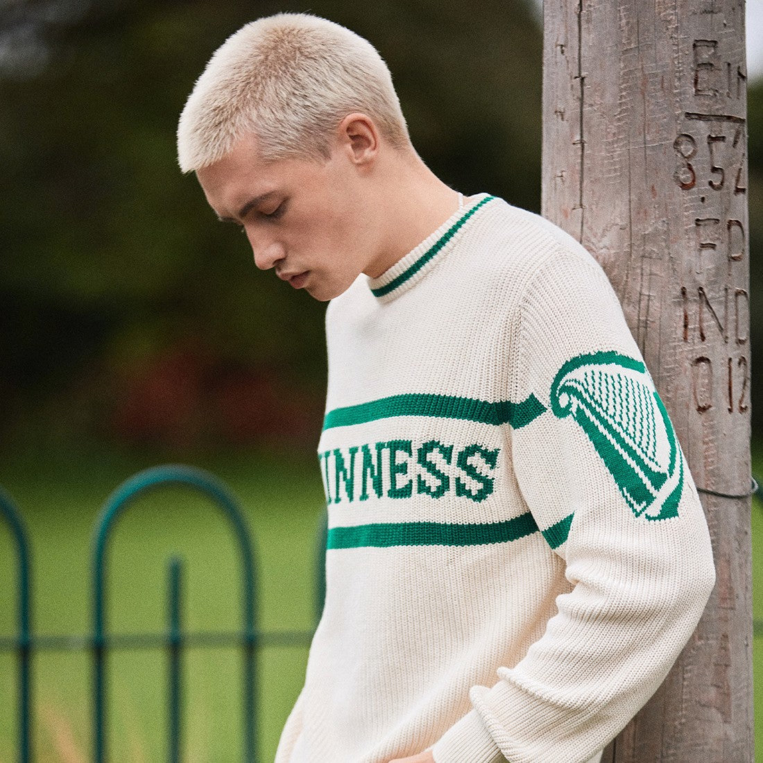 Guinness Rib Knit Jumper in Cream & Spring Green