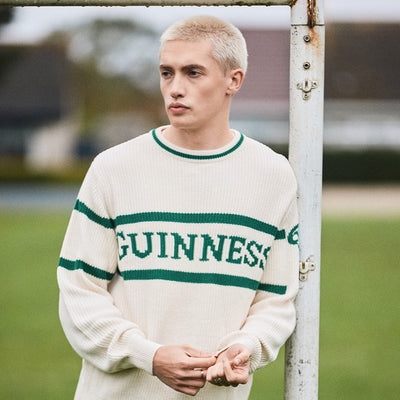Guinness Rib Knit Jumper in Cream & Spring Green