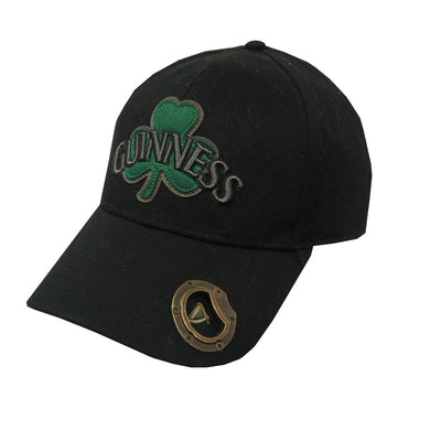 Guinness Shamrock Bottle Cap Baseball Cap in Black