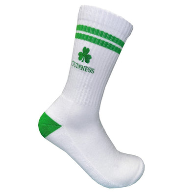 Guinness Shamrock & Harp Sports Socks in White & Emerald