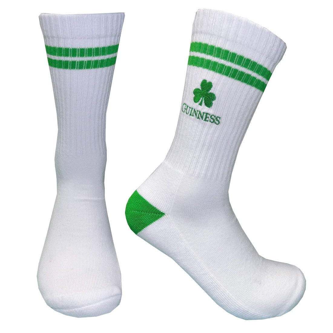 Guinness Shamrock & Harp Sports Socks in White & Emerald