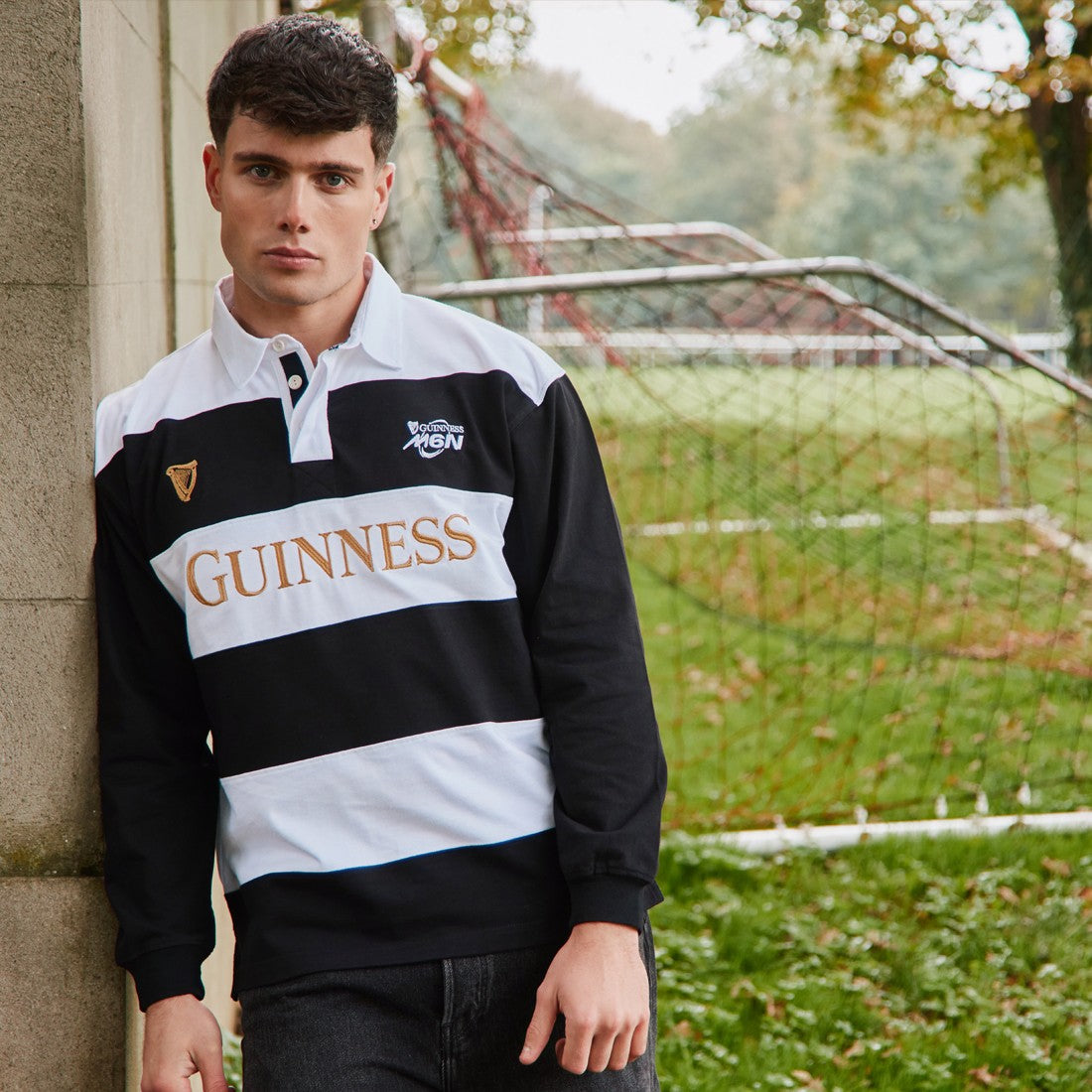 Guinness “Six Nations” Rugby Long-Sleeve Top in Black & White