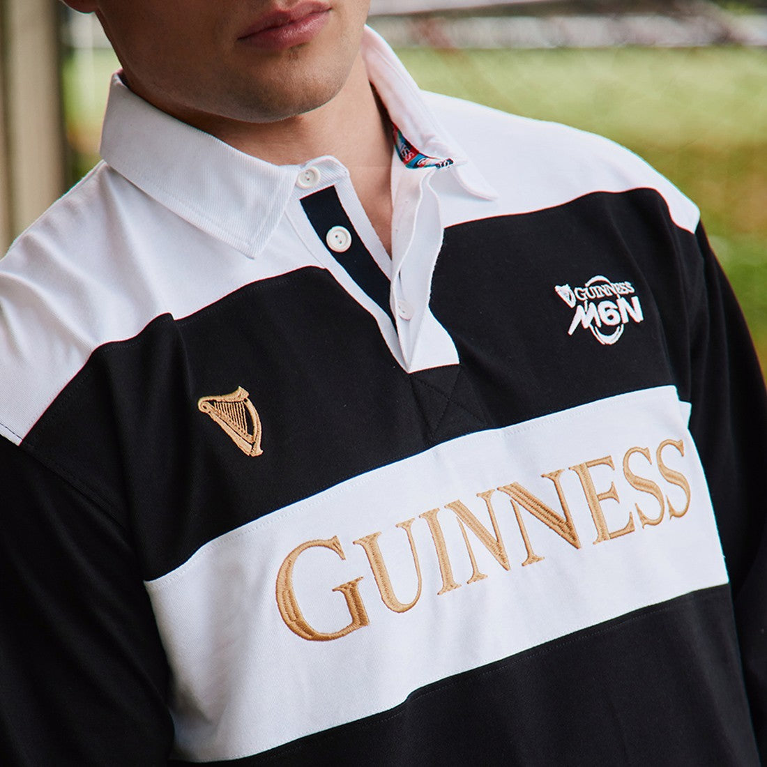 Guinness “Six Nations” Rugby Long-Sleeve Top in Black & White