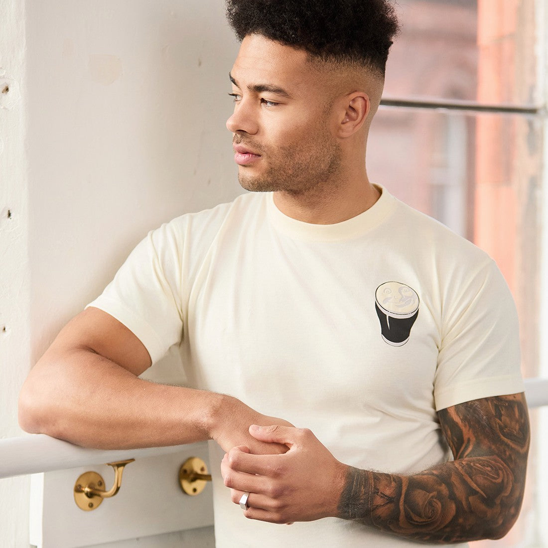 Guinness Smiling Pint T-shirt in Cream