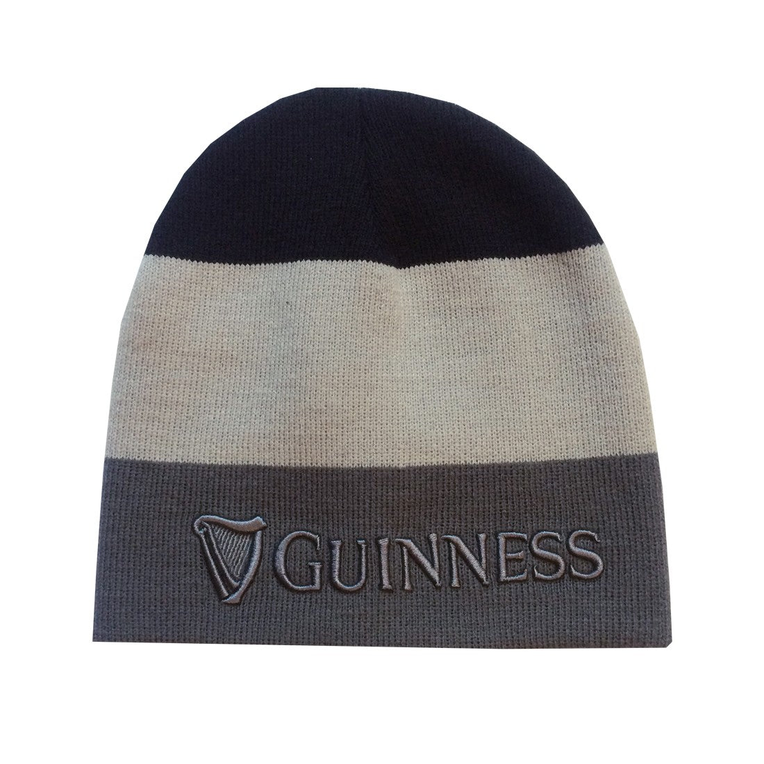 Guinness Stripe 3D Embroidered Knit Hat in Black & Grey