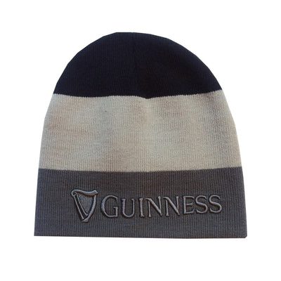 Guinness Stripe 3D Embroidered Knit Hat in Black & Grey