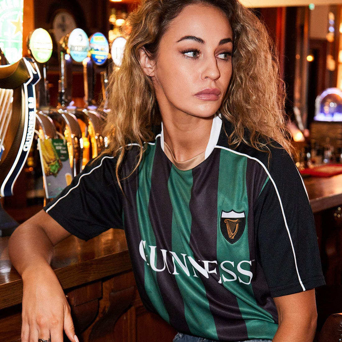 Guinness Striped Performance Top - Black & Bottle Green