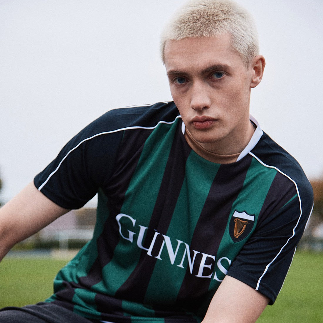 Guinness Striped Performance Top - Black & Bottle Green
