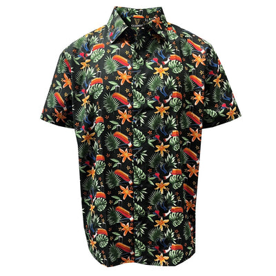 Guinness Toucan Hawaiian Print Short Sleeve Shirt in Black