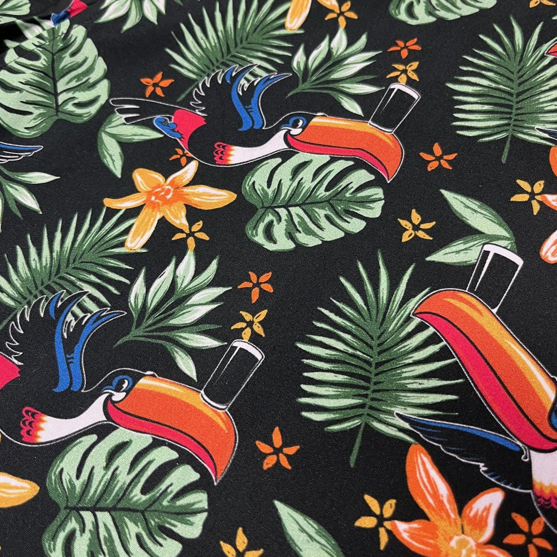 Guinness Toucan Hawaiian Print Short Sleeve Shirt in Black