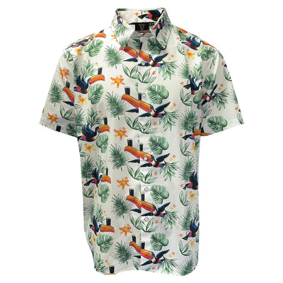 Guinness Toucan Hawaiian Print Short Sleeve Shirt in Cream & Multi
