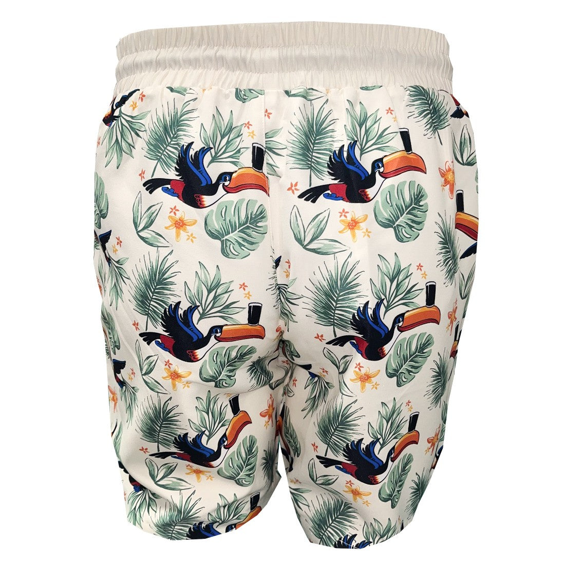 Guinness Toucan Hawaiian Print Swim Shorts in Cream