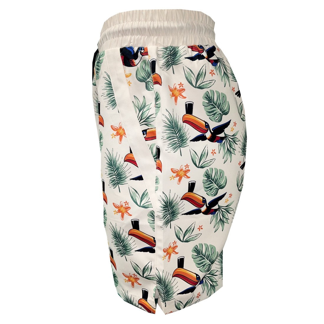 Guinness Toucan Hawaiian Print Swim Shorts in Cream